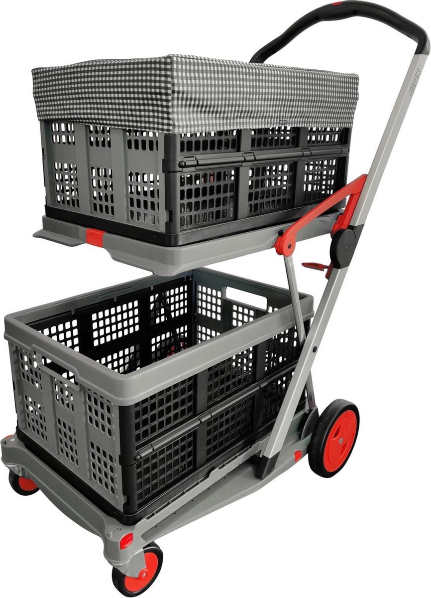 Clax opvouwbare boodschappen trolley Incl. 2 vouwkratten & krathoes Laadcapaciteit: 60 kg