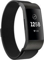 Eyzo Fitbit Charge 3 & 4 Band - Roestvrijstaal - Zwart - Small