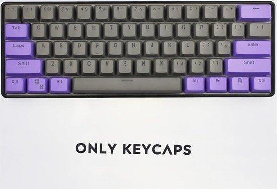 Keycaps – Paarse Keycaps – Grijze keycaps – 60% – Double Shot Keycaps – Pbt Keycaps – Double Shot keycaps – Toetsenbord Key Caps