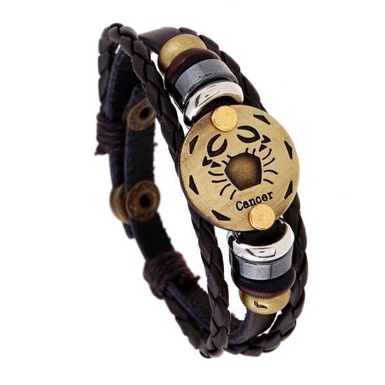 Bracelet cuir signe du zodiaque Cancer 4007