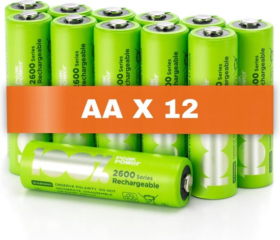 2. 100% Peak Power oplaadbare batterijen