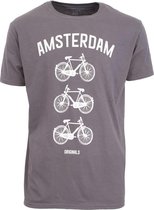 Amsterdam Originals T-shirt Bikeprint Grijs maat Extra Large Amsterdam Bijvoetbrug