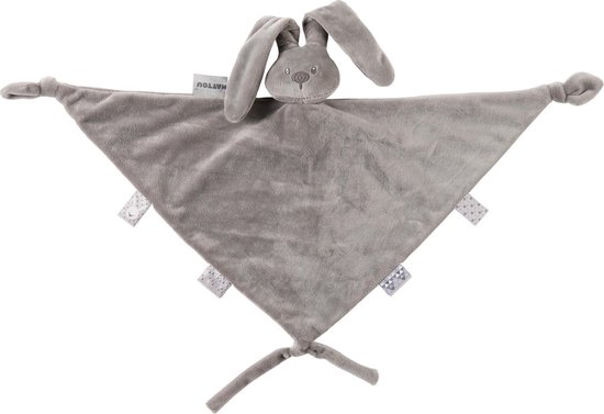 Couverture Doudou Nattou Lapin Lapidou - 50x50cm - Attache-tétine - Gris/blanc - 100% Polyester