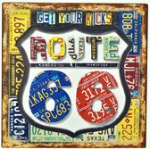 2D bord "Get your Kicks, Route 66" 30x30cm