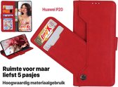 EmpX.nl Huawei P20 Rood Boekhoesje | Portemonnee Book Case | Flip Cover Hoesje | Met Multi Stand Functie | Kaarthouder Card Case | Beschermhoes Sleeve | Met Pasjeshouder & Magneet