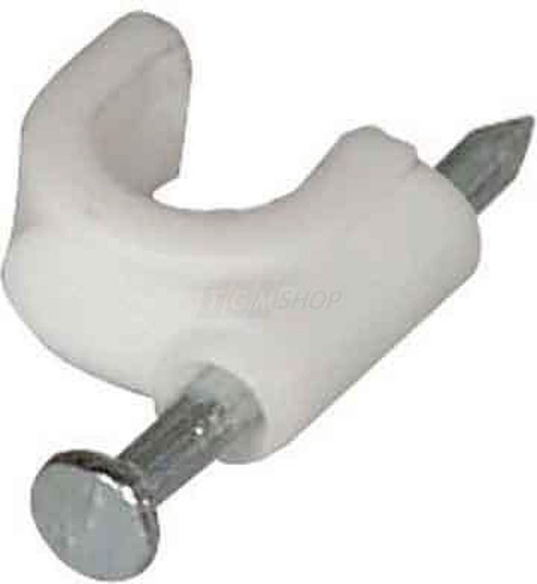 Round clamp for cable Ø 6 mm, nail length 22 mm, white - 500 pieces