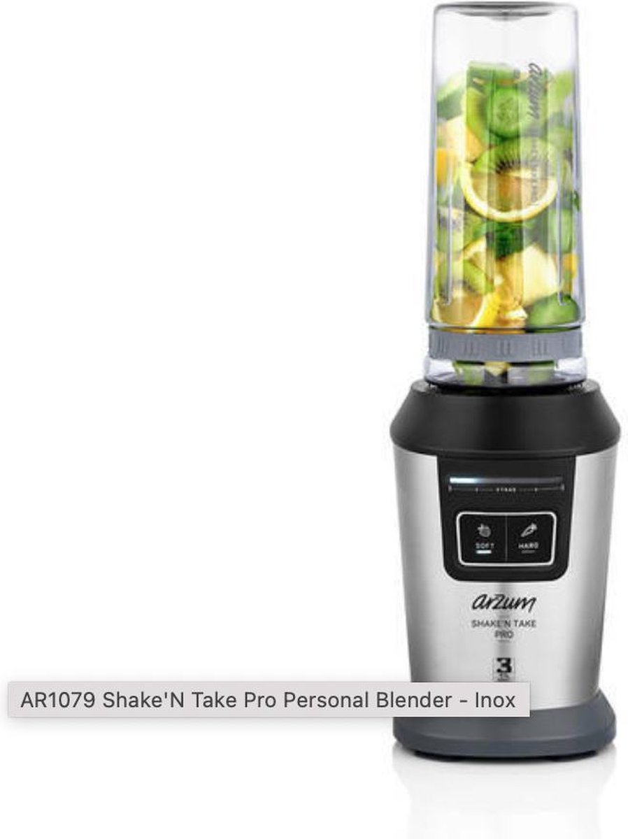 Arzum Shake'N Take PRO Personal Blender - AR1079 - 800W - Inox Smoothie  Blender | bol.com