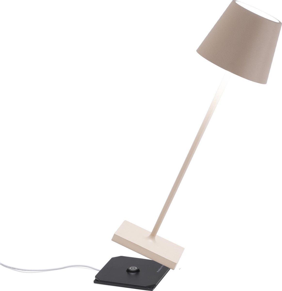 Zafferano - Poldina Pro hoog - Zand Kleur - H38cm - Ledlamp - Terraslamp - Bureaulamp – Tafellamp – Snoerloos – Verplaatsbaar – Duurzaam - Voor binnen en buiten – LED - Dimbaar - 3000K – IP54 Spat Waterdicht - USB oplaadbaar