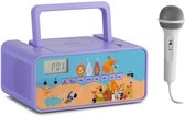 auna Kidsbox Zoo CD boombox CD speler BT FM USB LC display dieren lila