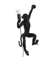 Hype it aap lamp wandlamp binnen - Links hangende lamp aap - 65 x 35 cm - Wandlamp kinderkamer - Wandlamp Slaapkamer - E27 - Wandlamp Zwart