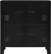 Archiefkast - Kantoorkast- Opbergkast - met 4 deuren Industrieel 75x40x80 cm staal zwart