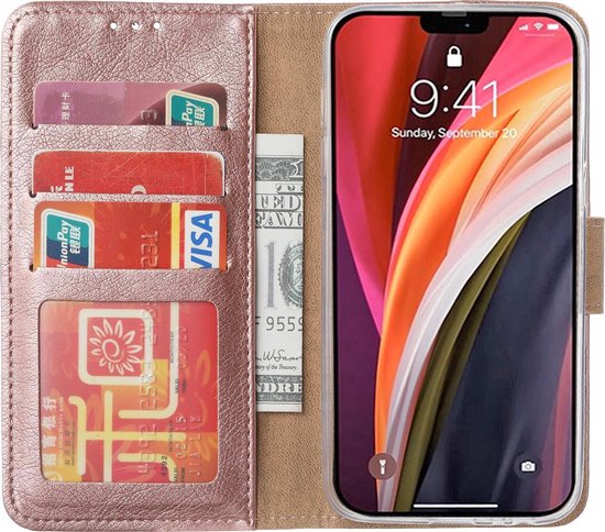Coque iPhone 12 / iPhone 12 Pro Or Rose avec Porte-Cartes
