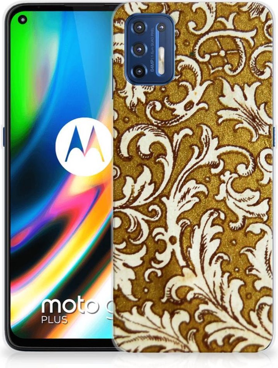 Back Cover voor Siliconen Hoesje Motorola Moto G9 Plus Barok Goud