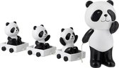 J-Line Panda Met 3 Karren Polyresine Zwart/Wit