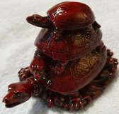 Schildpad -3 - Op Elkaar -  Geluks-Schildpadden14 x 8 x 8 cm - 500 gram - Resin