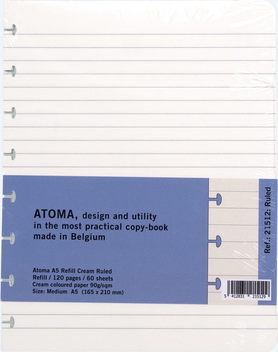 Atoma vulling A5 Pur crème gelijnd 60vel