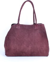 SAC16-Andia handtas-shopper-suède-bordeaux paars