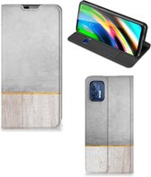 Magnet Case Cadeau voor Vader Motorola Moto G9 Plus Smartphone Hoesje Wood Beton