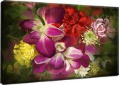 Gemengde Kleurrijke Bloemen. 120x80cm Kunst schilderij Afgedrukt op Canvas 100% katoen uitgerekt op het frame van hoge kwaliteit, muurhanger geïnstalleerd.