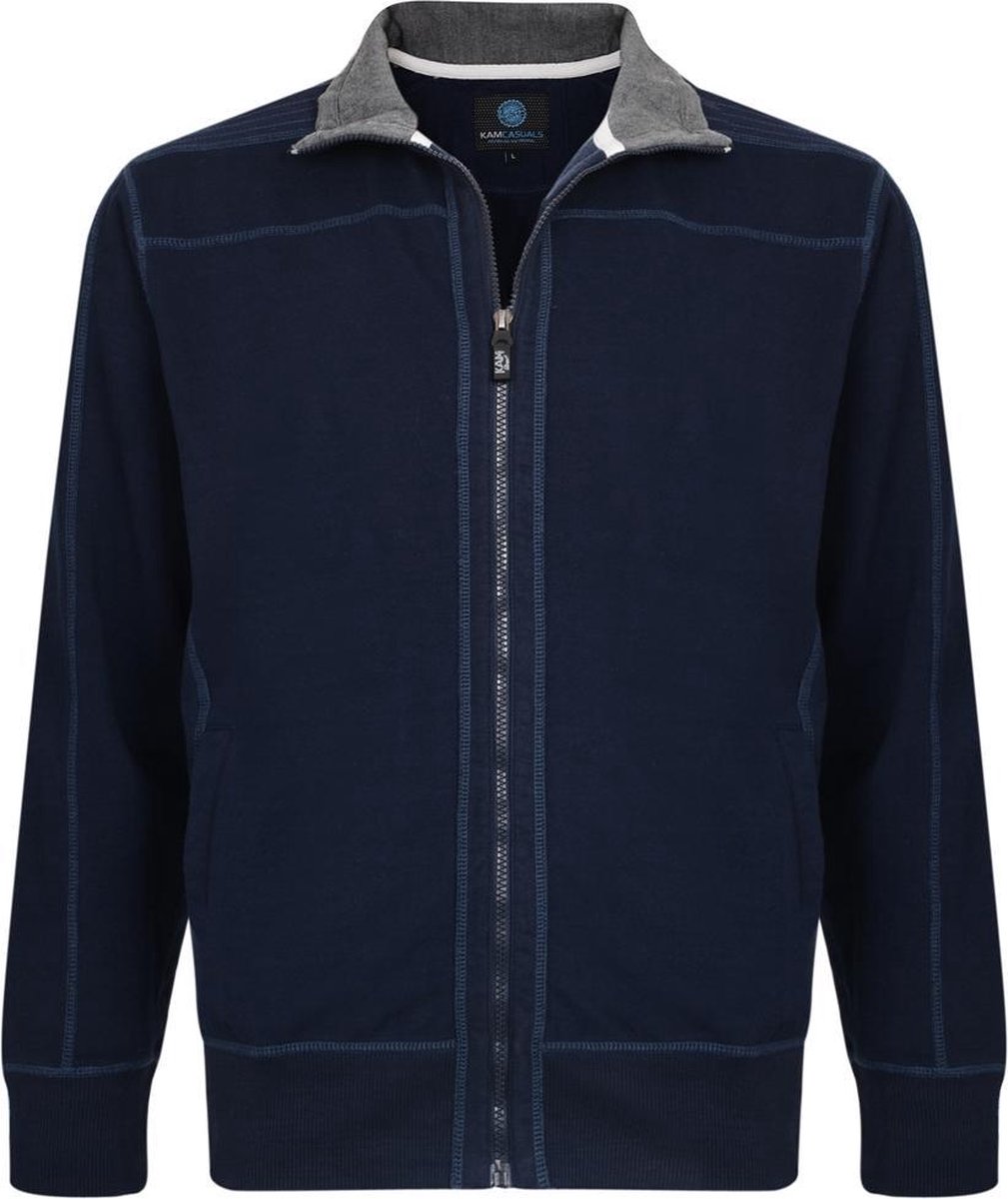 Kam Jeans Sweat vest zipper(Lente/Zomer) 65% katoen 35% polyester - Heren - Marineblauw - M