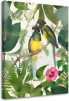 Schilderij Twee vogels, 2 maten, groen (wanddecoratie)