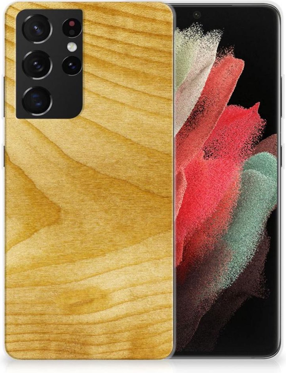 Samsung Galaxy S21 Ultra Bumper Hoesje Licht Hout