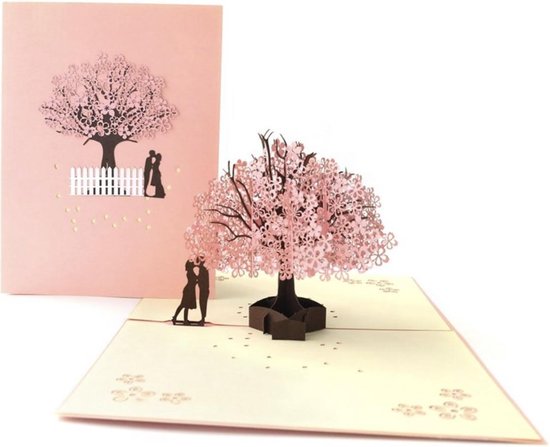 3D popupkaart - Valentijnskaart Uitnodiging Liefdeskaart Sakura boom Hayao Miyazaki - Fotolijst pop-up wenskaart