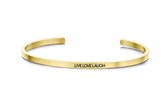 Key moments 8KM-B00032 Stalen Armband - Dames - Open Bangle - LIVE LOVE LAUGH - 62 MM - Staal - Gold Plated