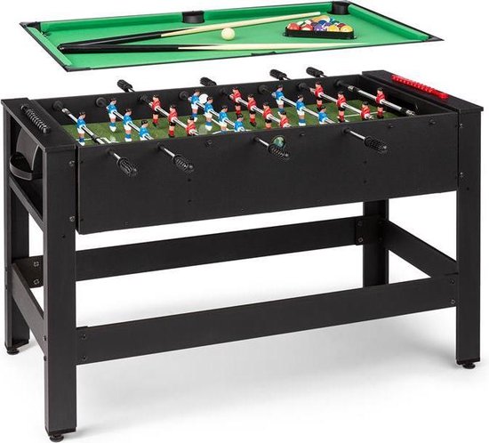 Klarfit Spin 2-en-1 table de jeu billard baby-foot rotatif à 180 °  accessoires de jeu noir | bol