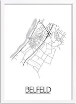 Belfeld Plattegrond poster A2 + fotolijst wit (42x59,4cm) - DesignClaudShop