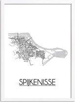 Spijkenisse Plattegrond poster A3 + Fotolijst wit (29,7x42cm) - DesignClaudShop