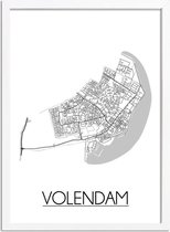Volendam Plattegrond poster A2 + fotolijst wit (42x59,4cm) - DesignClaudShop