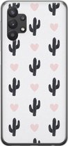 Samsung Galaxy A32 5G hoesje siliconen - Cactus hartjes - Soft Case Telefoonhoesje - Planten - Zwart