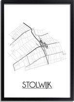 Stolwijk Plattegrond poster A2 + fotolijst zwart (42x59,4cm) - DesignClaudShop