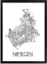 Nijmegen Plattegrond poster A3 + Fotolijst zwart (29,7x42cm) - DesignClaudShop