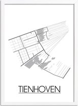 Tienhoven Plattegrond poster A3 + Fotolijst wit (29,7x42cm) - DesignClaudShop