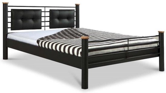 Bed Box Wonen Luna metalen bed - Zwart - 160x210 | bol.com