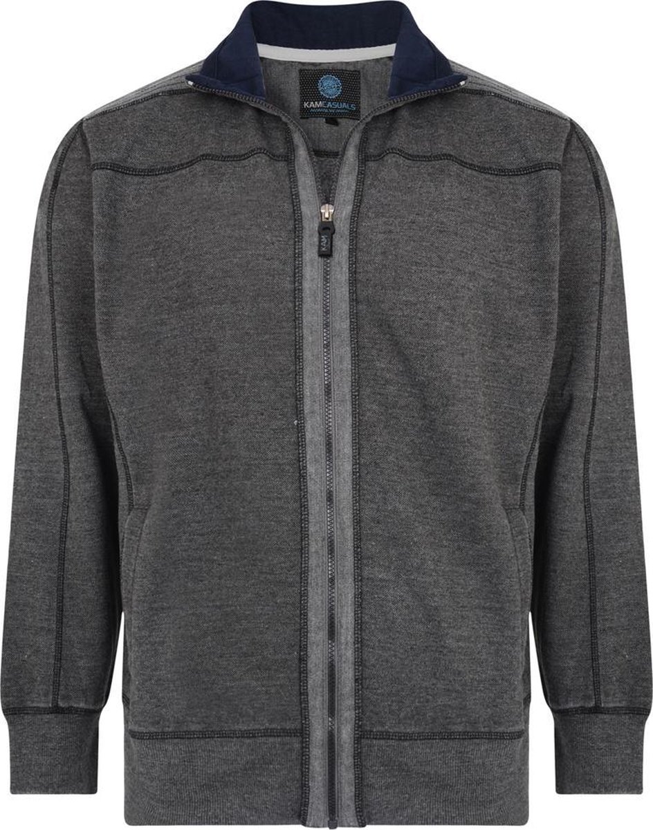 Kam Jeans Sweat vest zipper (Lente/Zomer) 65% katoen 35% polyester - Heren -Charcoal - L