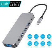 11 in 1 USB-C Hub Adapter - 4K UHD HDMI - VGA- USB 3.0-Docking Station