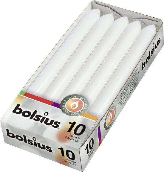 vasthoudend Oneffenheden volgorde Bolsius Dinerkaarsen -23x2cm- wit - 10 St | bol.com