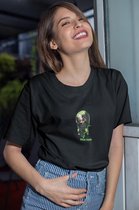 Billie Eilish Anime Chibi Kawaii T-Shirt / Airbrush Flames Blohsh / Fan art Merchandise / Popstar / Zwart Unisex Maat XL