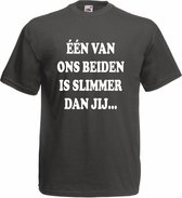 T-SHIRT Bedrukte tekst - Slimmer dan jij - Large - Antraciet Grijs - bedrukte shirts