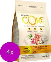 Wellness Core Grain Free Cat Sterilised Kip&Kalkoen - Kattenvoer - 4 x 300 g