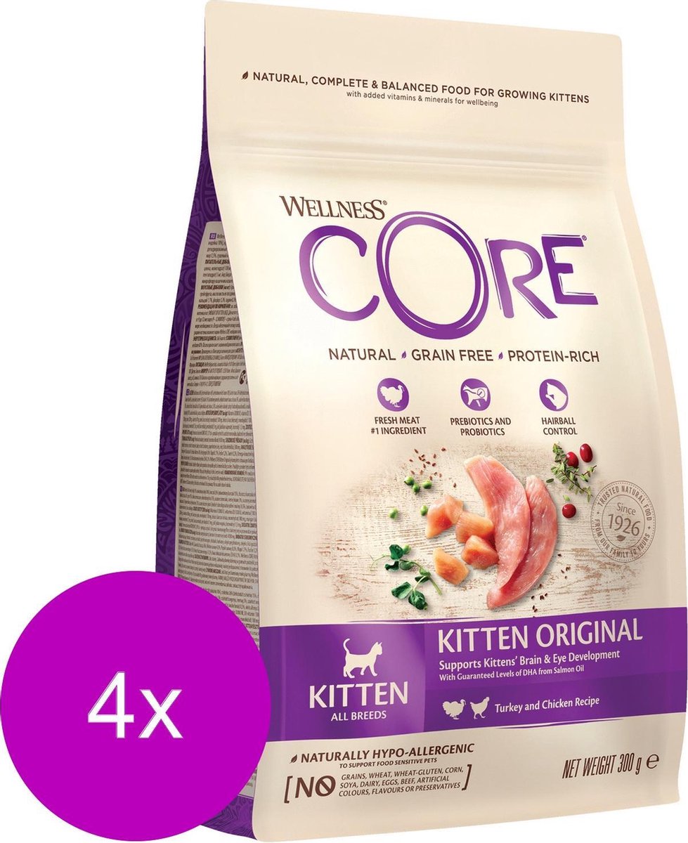 Wellness Core Wellness Core Grain Free Kitten Kalkoen - Kattenvoer - 4 x 300 g