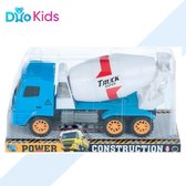 Duo Kids - Autotruck Vrachtwagen beton - Betonwagen mixer Wit / Blauw - 30 x 16 x 13 cm