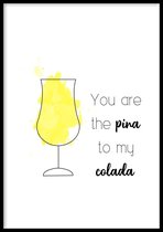 Poster Pina To My Colada - 30x40 cm Met Fotolijst - Cocktail Poster - Ingelijst - WALLLL