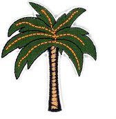 Palmboom Strijk Embleem Patch 6 cm / 7 cm / Groen Bruin