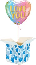 Helium Ballon Hart gevuld met helium - Valentijnsdag - Cadeauverpakking - Love You Ombré - Hartjes Folieballon - Helium ballonnen Valentijnsdag