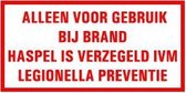 Tekststicker Legionella preventie 150 x 90 mm