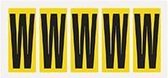 Letter stickers alfabet - 20 kaarten - geel zwart teksthoogte 75 mm Letter W